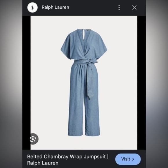 Ralph by Ralph Lauren Chambray Blue Belted Wrap Jumpsuit. NWT - Picture 2 of 4